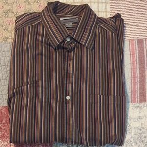 Johnston & Murphy men’s striped shirt | multicolor button-down classic casual